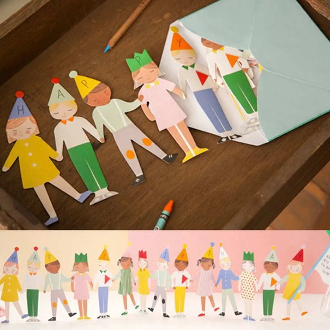 

Hand in Hand Birthday Party Greeting Card Three-dimensional Creative Birthday Card Cute Kid Gift Card