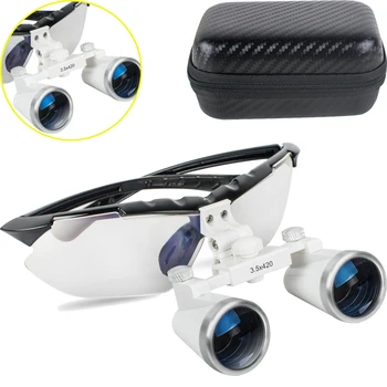

New Dentist Dental Surgical Medical Binocular Loupes 3.5X 420mm Optical Glass Loupe Black + Carry Case