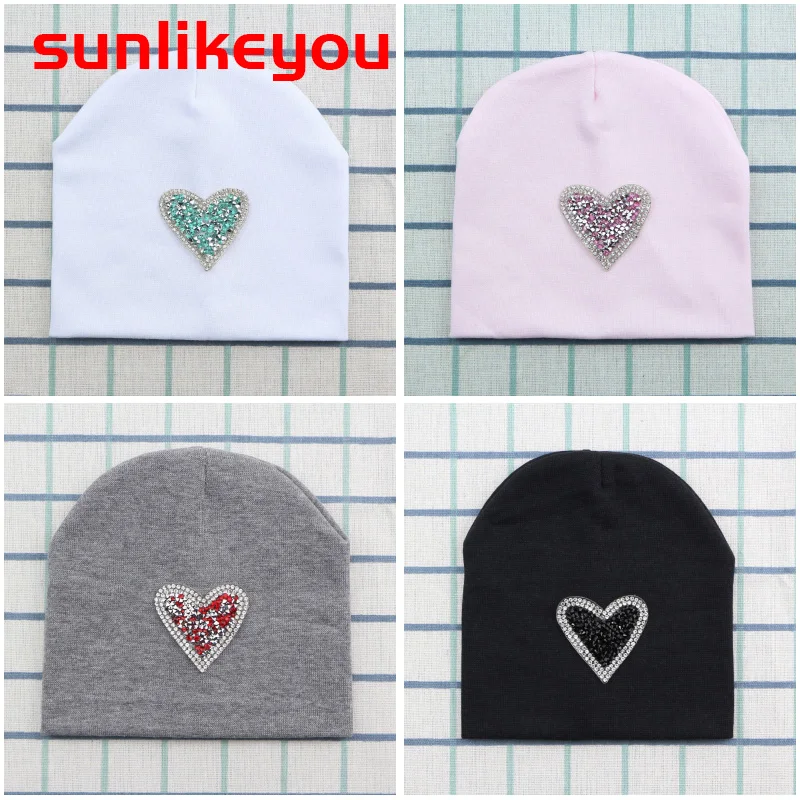 

Sunlikeyou Newborn Infant Winter Caps For Boy Girls Kids Skullies Rhinestone Cotton Soft Elastic Unisex Beanie Bonnet Baby Hat
