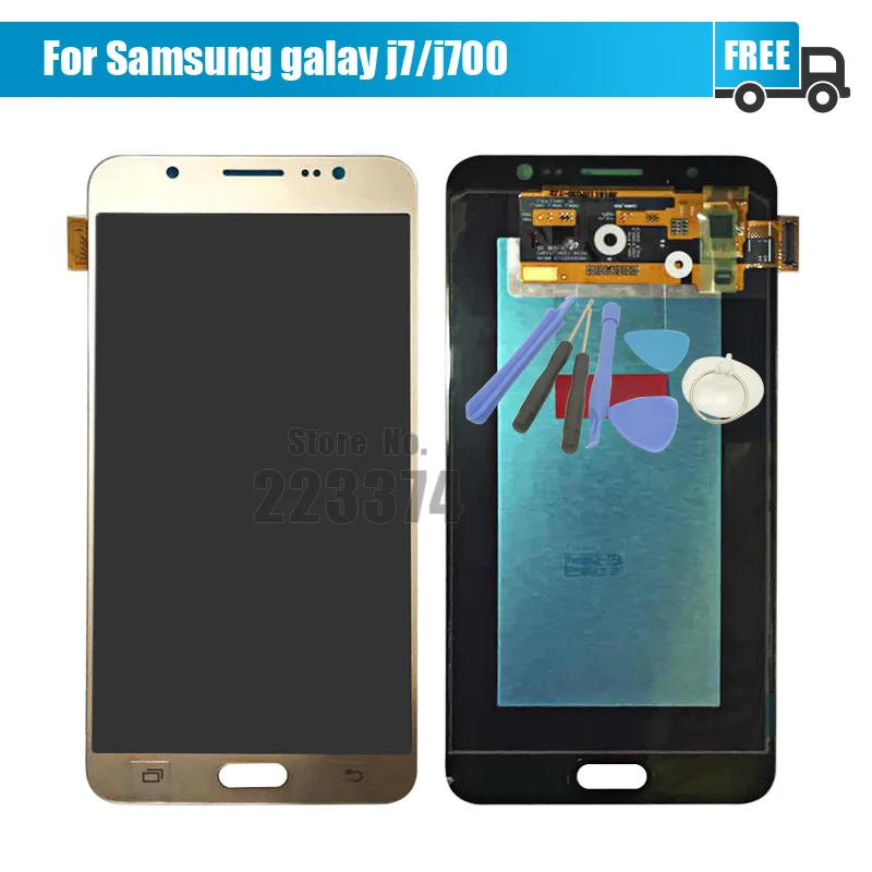 

For Samsung for Galaxy J7 J700 J710f lcd display touch screen digitizer Assembly grey white gold + tools free shipping