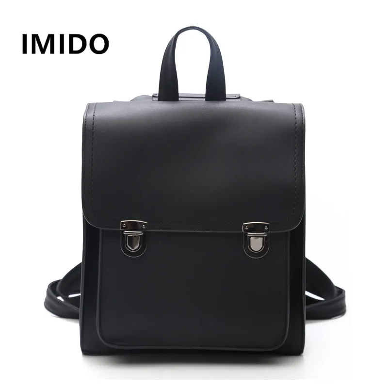 

IMIDO 2019 New College Style Purely Handmade High Quality PU Popular Fashionable Unisex Office Style Backpack