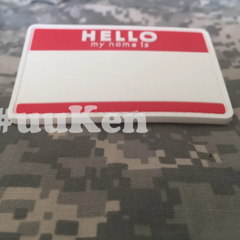 Custom PVC Patch Hello My Name is Military Morale Rubber Patches uuKen