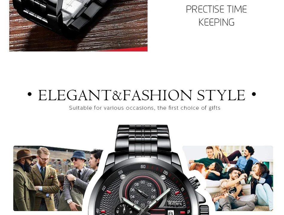 Мужские часы BIDEN Топ бренд класса люкс стальной ремешок бизнес Кварцевые часы стиль милитари, военный, водонепроницаемый спортивные часы для мужчин relogio masculino