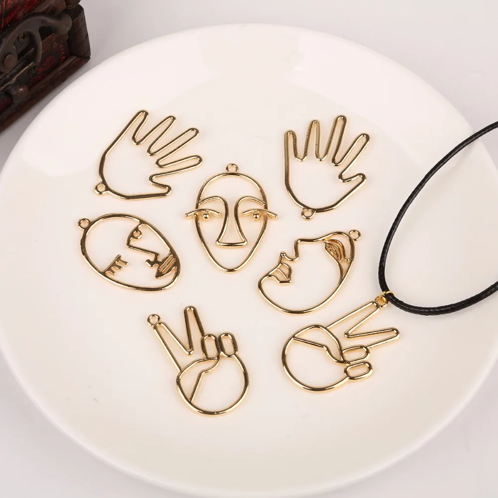 

Handmade DIY Face Hand Victory Gesture Charms Pendant for Bracelet Necklace Jewelry Accessories Making 12Pcs/lot