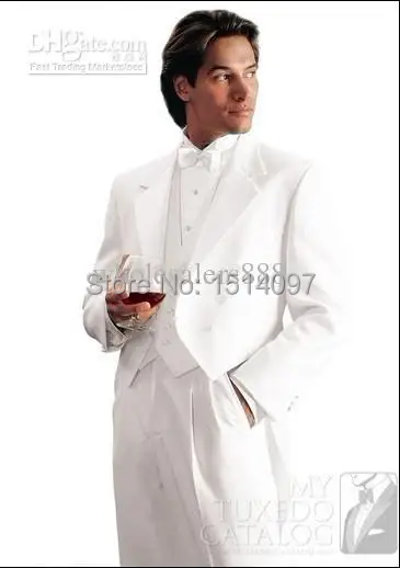 Double-breasted Taicoat Style IWhite Groom Tuxedos Best Man Notch Lapel Groomsmen Men Wedding Suits Bridegroom (Jacket+Pants+Tie | Мужская