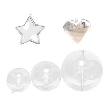 

25PCS Transparent Plastic Fillable Balls Stars Sphere Heart-shaped Balls Hanging Holiday Style Ornament Xmas Hanging Ornament