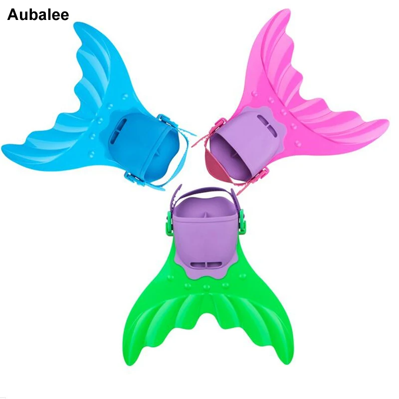 

New Zeemeerminnen Staart Met Swimmable Monofin Kids Girls Children Swimming Mermaid Tail Mono Fin Flipper 3 Colors Aubalee