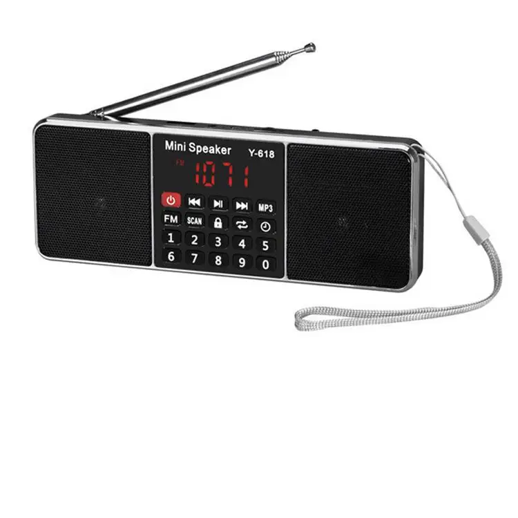 Y-618 мини FM радио FM dab радио radyo динамик USB Перезаряжаемый музыкальный плеер Поддержка TF/SD карты с светодиодный экран дисплея - Цвет: Black