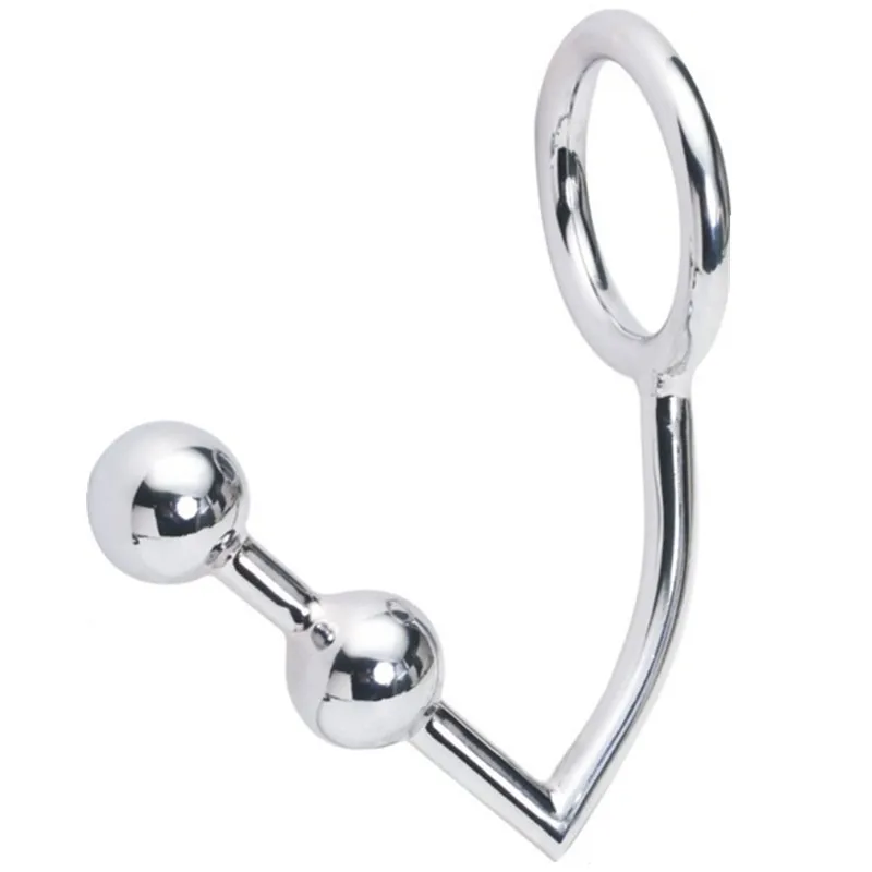 2 бусины Анальная пробка кольцо для пениса серебро Нержавеющая сталь