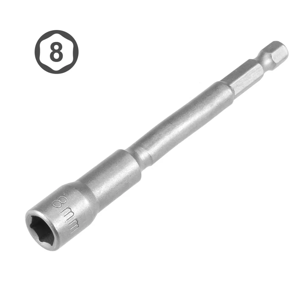 

UXCELL 10PCS 1/4" Quick Change Shank Cr-V 6-8mm Hex Nut Driver, 1.65"-4" Length for Qquick-change Chucks, Drills and Driver