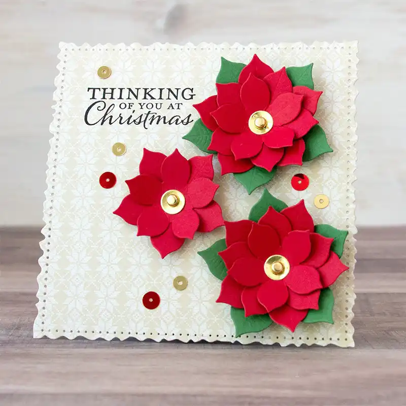 poinsettia flower metal cutting dies silver stencil for scrapbooking album photo paper card craft fun new holidays dies poinsettia card