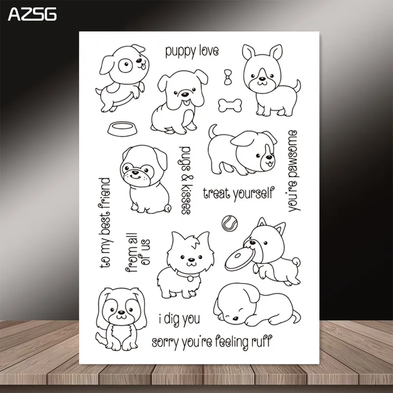 

AZSG Cute puppy Clear Stamps/Seals For scrapbooking DIY Card Making/Album Silicone Decoration crafts6*9cm