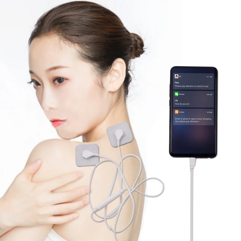 

6 Modes Portable USB Smartphone Massager Body TENS Acupuncture Health Care Machine Mobile Phone Control EMS Muscle Stimulator