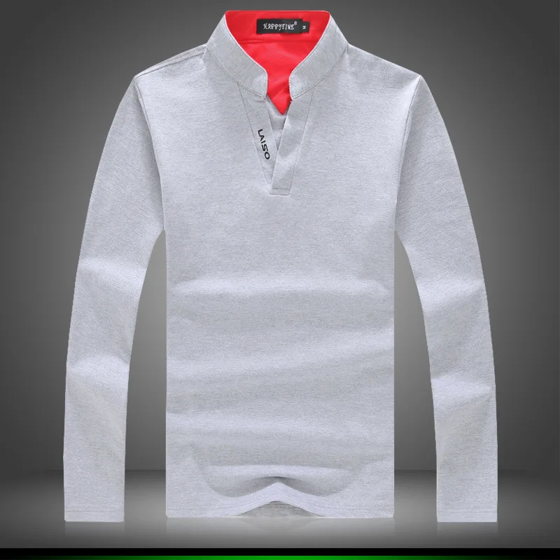Мужская хлопковая рубашка поло с длинным рукавом размеры S 5XL|cotton polo shirt|mens fashion
