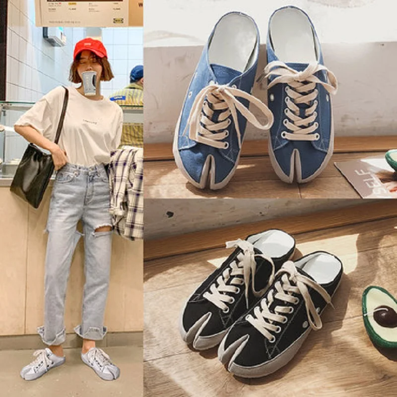

2019 Summer Spring and Autumn New Women's Slippers Baotou Leopard Toe Canvas Women Mules Shoes Casual Shoes