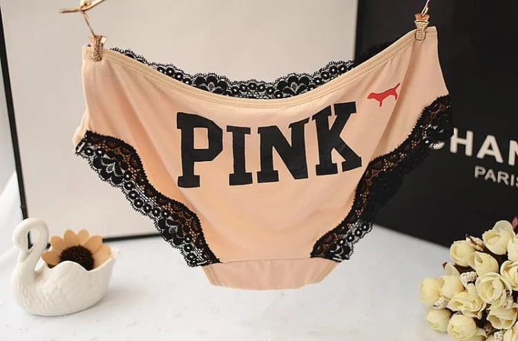 New Brand Woman Cotton Cute Panties Vs Love Pink Women Briefs Lace Decoration for Girls Calcinhas Underwear Lingerie Intimates (3)