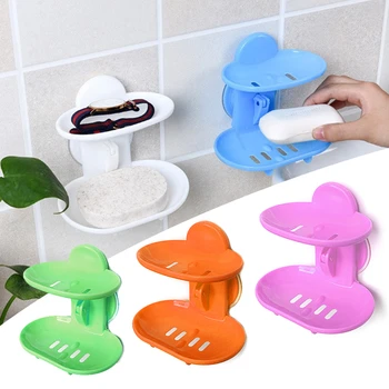 

Fashion dual-strong suction cup soap box soap dishes bunk water bath basket soap holder 14*10*13CM, white
