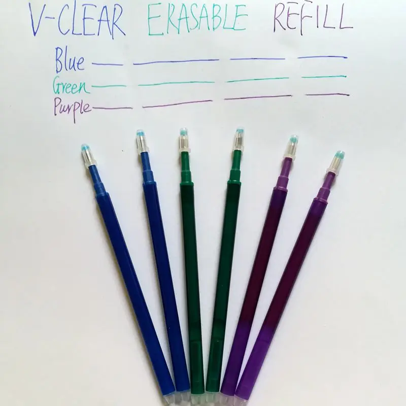 6 шт./лот Волшебная стирающаяся ручка с пастой 0,7 мм Синий Зеленый Фиолетовый чернила гелевая ручка повторная заливка для письма Канцтовары офисный школьный принадлежности - Цвет: Blue Green Purple2