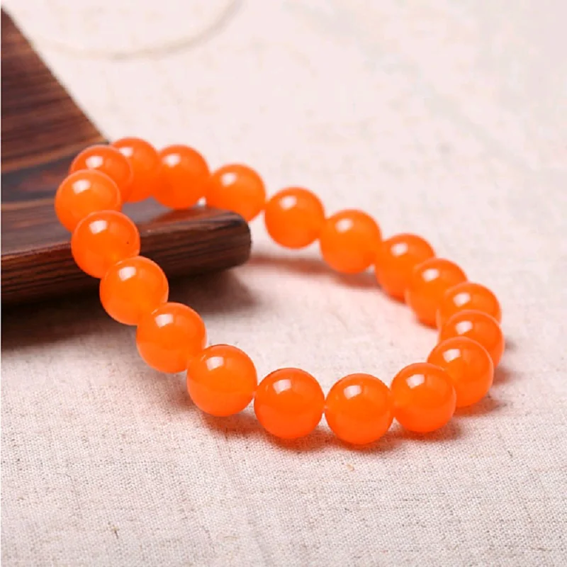 12mm Natural orange chalcedony Bracelets quartz crystal Women Jewelry