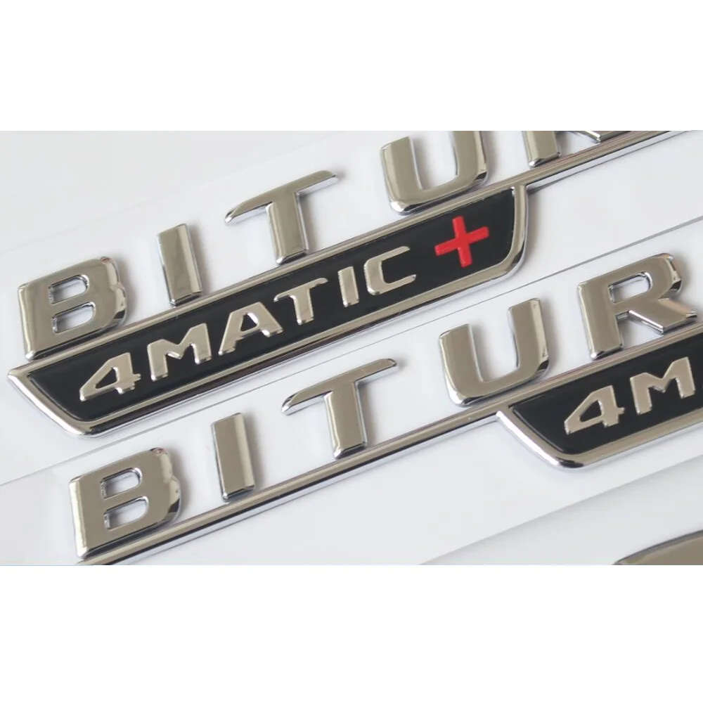 Хромированные черные буквы с красным крестом BITURBO 4matic + значок на крыло эмблемы