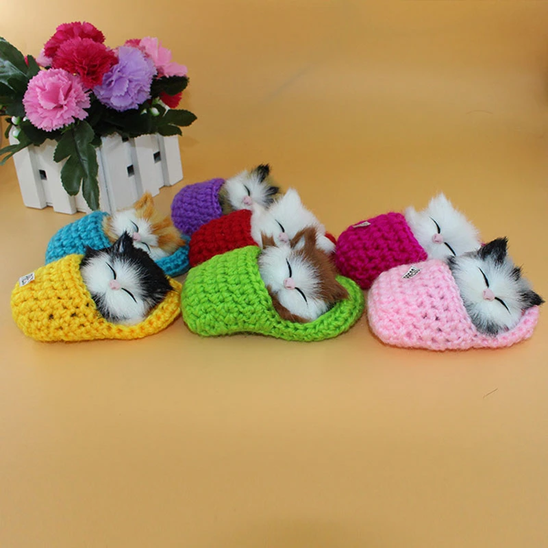 Новый прекрасный моделирование товары для кошек мини плюшевые игрушечные лошадки Вязаные тапочки с пресс звучание маленьких детей Подарки