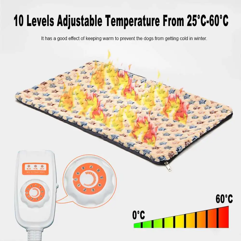 Водостойкий 40x60 см Электрический нагреватель 10 уровень регулируемый с подогревом коврик для собак и кошек ПЭТ-грелка кровать одеяло зима перчатка с подогревом ковер
