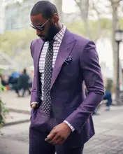 Custom Made New Style Purple Men Wedding Suits Bridegroom Tuxedos Men’s Prom Formal Suit