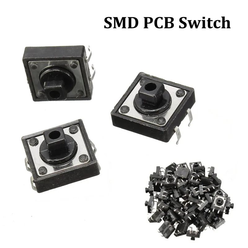 

50pcs TC-1212T 12 x 12 x 7.3mm Tact Tactile Push Button Momentary PCB Switch 12V 50mA High quality Most Popular