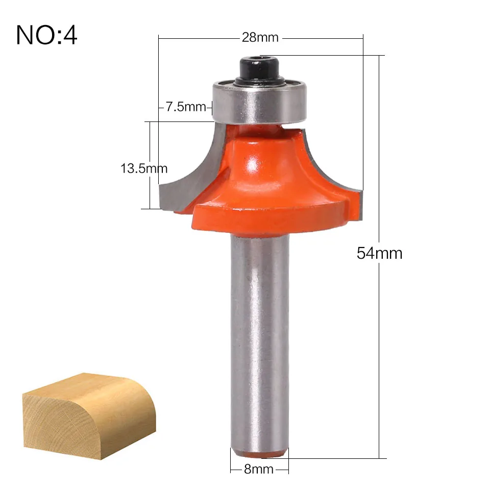 1 шт. 8 мм хвостовик Круглый-над фрезы для деревообработки инструмент 2 Флейта концевая фреза с подшипником Фрезерный резак угловой круглый над бит