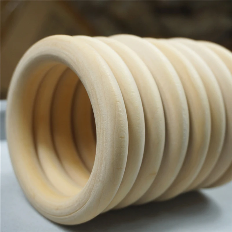 

20pcs/lot Natural Color Wood Teething Beads Wooden Ring Beads Baby Teether DIY Kids Jewelry Toss Games 15 20 25 30 35 40 45 50mm