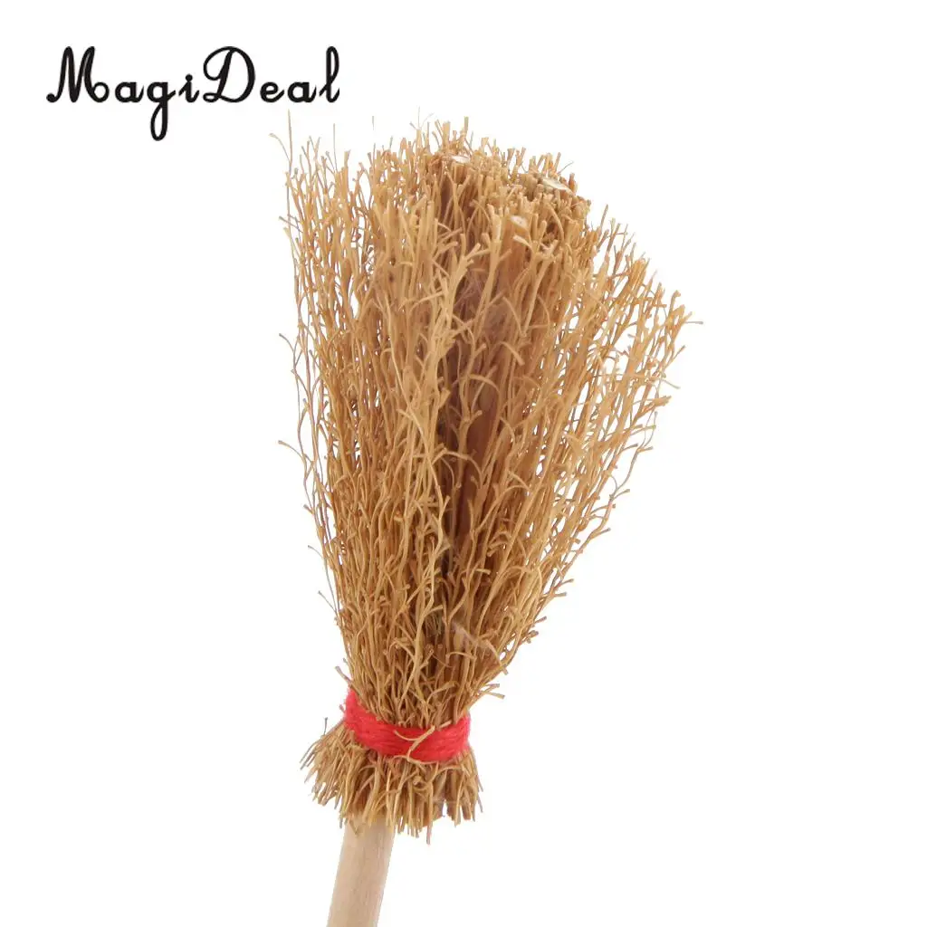 MagiDeal 1Pc 1/12 Dollhouse Furniture Miniature Wood Broom for Dolls House Kitchen Yard Garden Acc Kids Play Cleaning Tool Toy