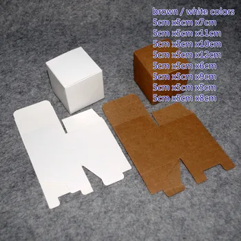 

50pcs In/ 5x5x5/6/7/8/12cm Sizes Kraft Paper Box Diy Lipstick Perfume Essential Oil Bottle Packaging Boxes Valve Tube Package