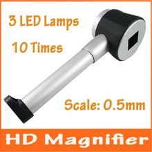 10X21 мм светодиодный металлический Лупа Ручной увеличительное стекло с подсветкой Лупа со шкалой для идентификации ювелирных изделий из нефрита
