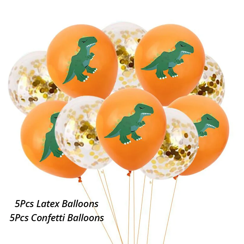 Ревущий динозавр баннер для украшения вечеринки будет одна вечеринка для мальчика день рождение бумага Цветок Дети сувениры милый динозавр баннер воздушные шары DIY поставка - Цвет: 10pcs balloons 1