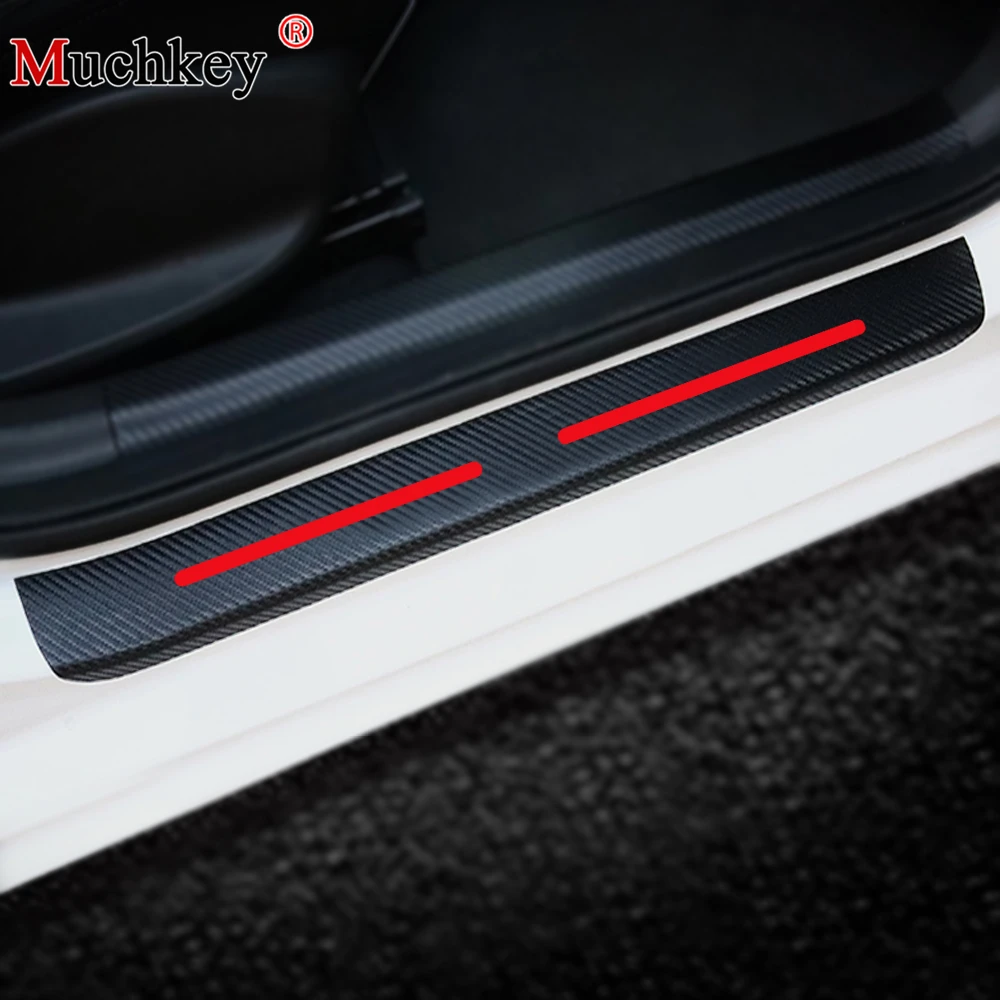 

Car Accessories 4D Carbon Fiber Sticker Door Sill Protector Scuff Plate Guards For Toyota Auris Car Styling Stickers 4pcs