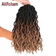 AliRobam Женская богиня Faux locs кудряшки Омбре черный коричневый синтетический плетение волос для наращивания 24 пряди/упаковка
