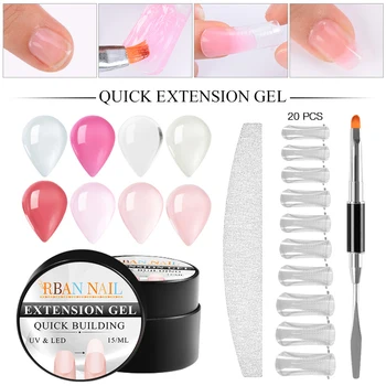 Skup RBAN Paznokci 15ml Przedłużenie Paznokci Zestaw żelowy Poli Tipsy Akrylowe żel Różowy Biały Jasny Kryształ UV LED Builder Paznokci żel Porady Manicure Led