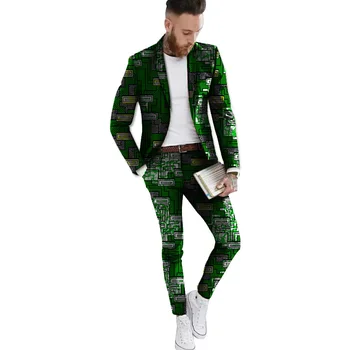 

African Print Formal Blazer And Pant 2Pieces Set Men Blazers African Ankara Suit Jacket Festive For Party African Men Clothing