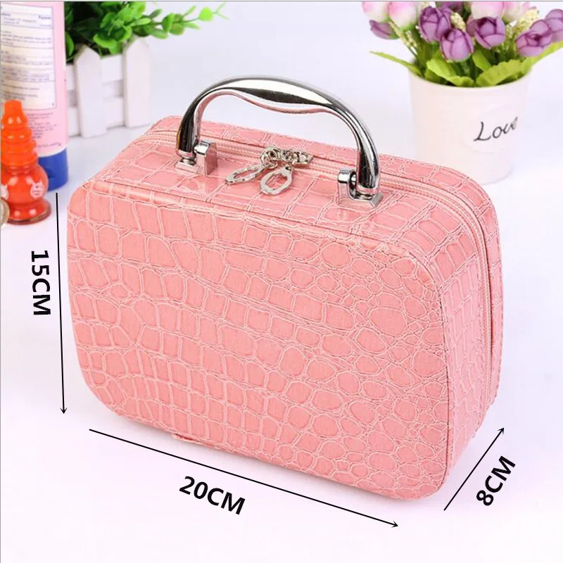 

High Quality Women Cosmetic Case Toiletry Jewelry Organizer Professional Makeup Storage Box Waterproof Travel Hand Bag YA427