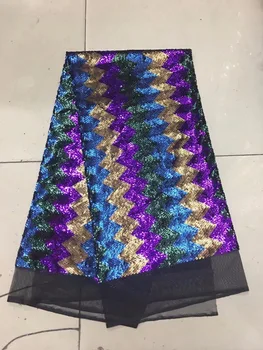 

In 2018 (5 yards /PC) high quality royal colored African hand-cut organza lace fabric with sequins grand banquet gown YYZ0091