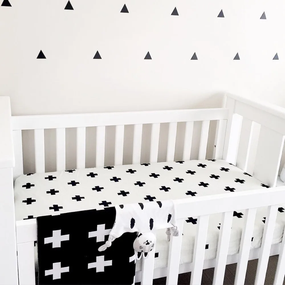 Простыня для детской кроватки 130x70x10 см 100% хлопок черно белая|crib sheets|baby bed sheetbaby crib