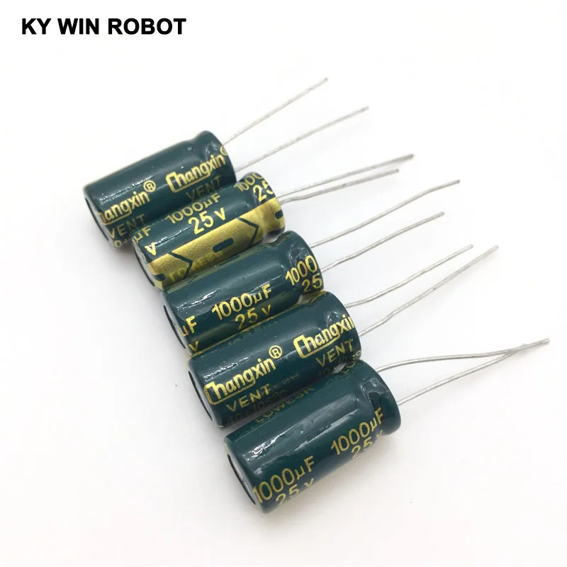 10pcs 1000uf 25v Aluminum Electrolytic Capacitor
