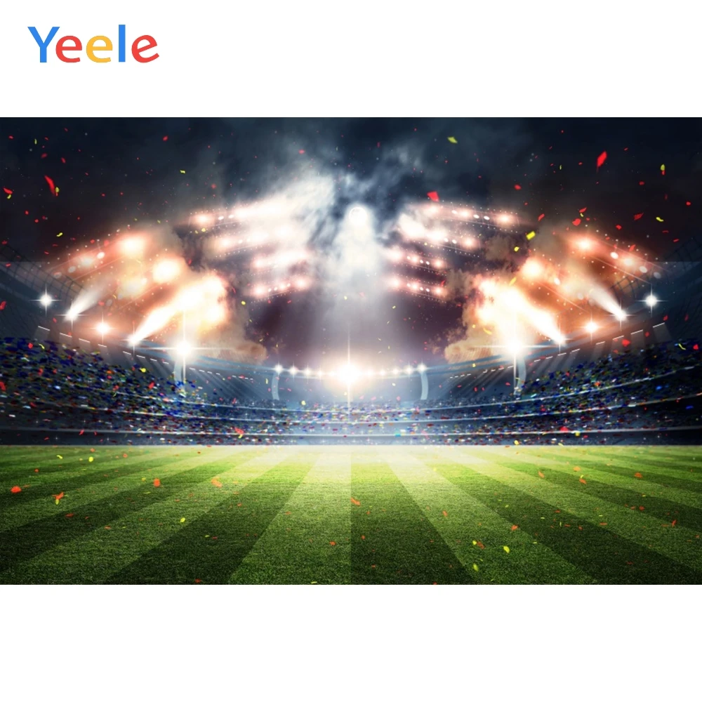 

Yeele Light Football Field Ribbon Portrait Birthday Photography Background Customized Photographic Backdrops for Photo Studio