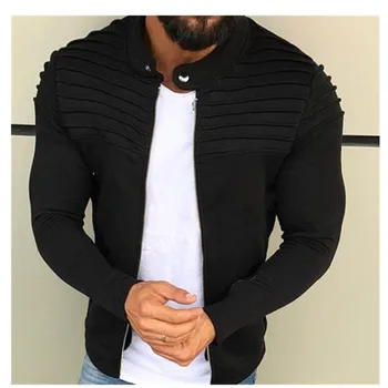 

Spring Autumn New Men's Zipper Jacket Male Casual Streetwear Long Sleeves Solid Coat Men Stripe Brushed Clothing