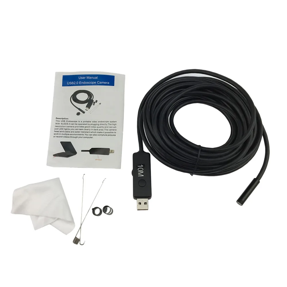 

[NEW]10m IP67 Waterproof Mini USB Endoscope Inspection Camera 6 White LEDs 5.5mm Lens Mini Borescope Snake Tube Camera with P2P