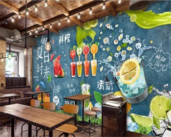 

beibehang wallpaper for walls in rolls Wallpaper wallpaper 3 d personality blackboard fresh juice drink tooling photo wallpaper