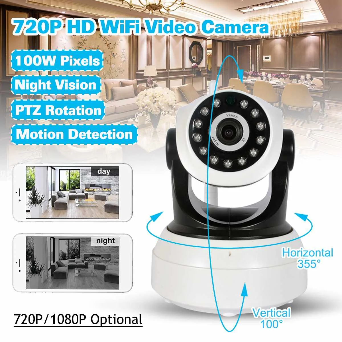 

720P HD Wifi Wireless Home Security IP Camera Security Network CCTV Surveillance Camera IR Night Vision Baby Monitor