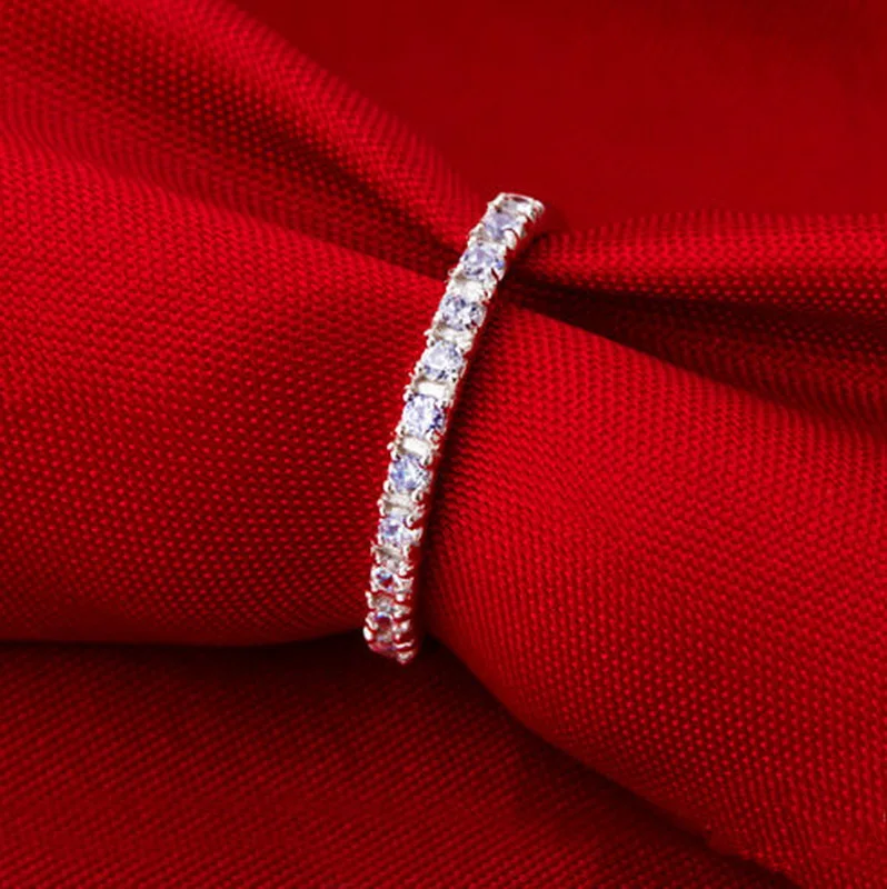 1 шт S925 серебро 4~ 11 размер США CZ покрытие имитация вечности кольцо полосы свадебные ювелирные изделия для женщин Bague Anillos мужчины кольцо