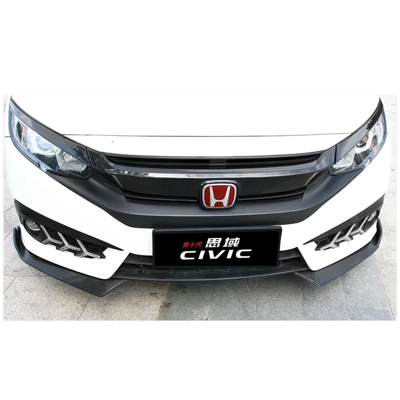 Для Honda Civic Седан ABS Матовый черный автомобиль передний бампер губ рассеиватель разветвители Canard автомобилей Аксессуары Укладка 2 шт