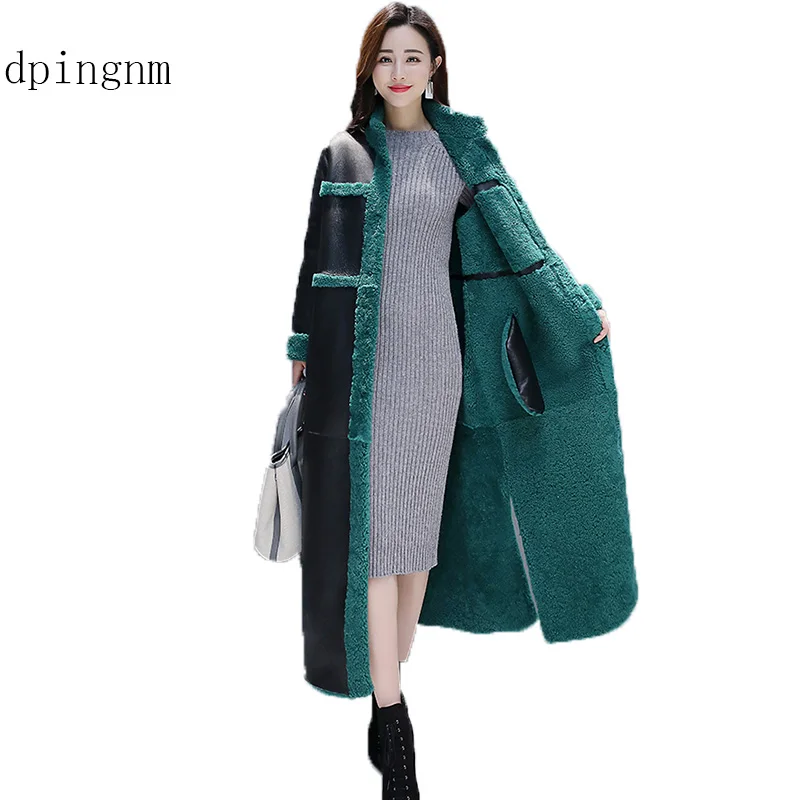 

dpingnmSheep Shearling Fur Coats 2018 Long Warm Women's Fur Coat Female Winter Jacket Women Wool Overcoat WYQ917